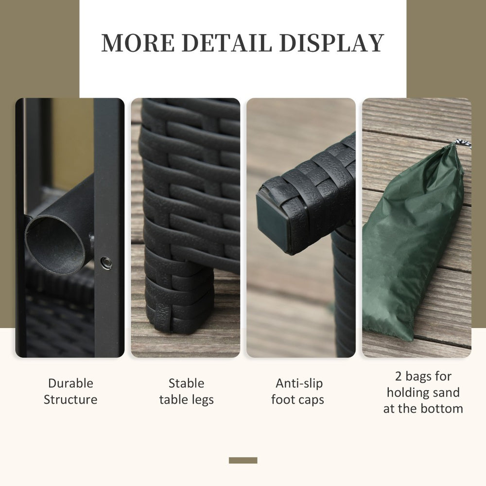 English Elm Outsunny 22" Rattan Wicker Side Table With Steel Frame, Umbrella Hole & Sandbags For Stability Outdoors W2225P200692-GIGA