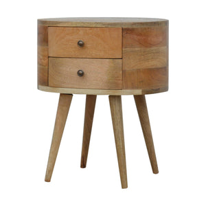 English Elm Solid Wood Rounded Nightstand Table