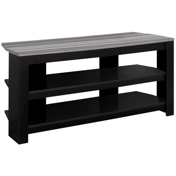 Homeroots 42" Black And Gray Open Shelving Tv Stand Black,Grey Manufactured Wood 332877