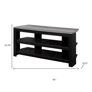HomeRoots 42" Modern Open Shelving TV Stand - Versatile Console Table with Stylish Two-Tone Design for Any Room Black,Grey 332877