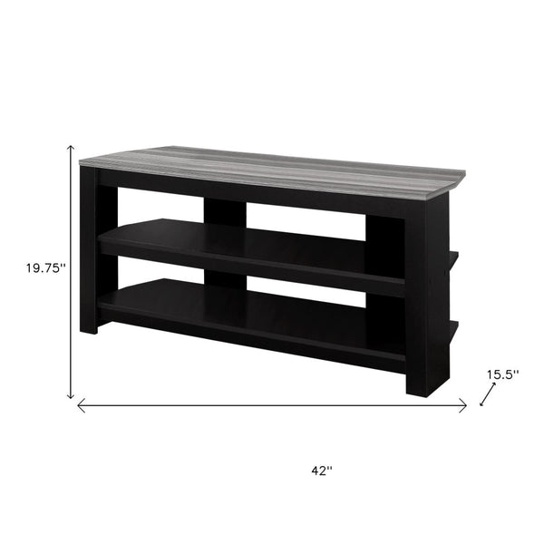 HomeRoots 42" Modern Open Shelving TV Stand - Versatile Console Table with Stylish Two-Tone Design for Any Room Black,Grey 332877