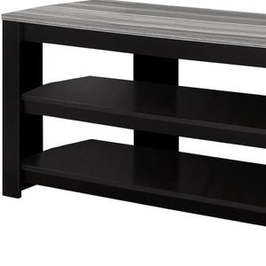 HomeRoots 42" Modern Open Shelving TV Stand - Versatile Console Table with Stylish Two-Tone Design for Any Room Black,Grey 332877