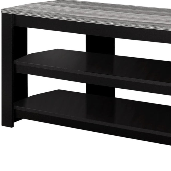 HomeRoots 42" Modern Open Shelving TV Stand - Versatile Console Table with Stylish Two-Tone Design for Any Room Black,Grey 332877
