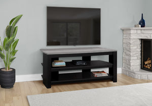 HomeRoots 42" Modern Open Shelving TV Stand - Versatile Console Table with Stylish Two-Tone Design for Any Room Black,Grey 332877
