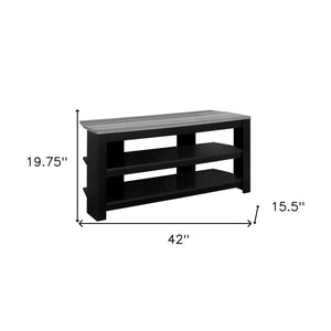 Homeroots 42" Black And Gray Open Shelving Tv Stand Black,Grey Manufactured Wood 332877
