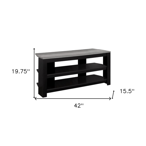 Homeroots 42" Black And Gray Open Shelving Tv Stand Black,Grey Manufactured Wood 332877