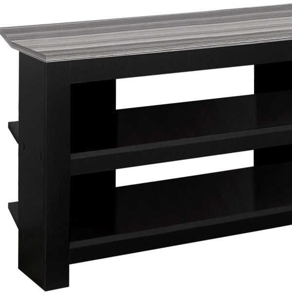 Homeroots 42" Black And Gray Open Shelving Tv Stand Black,Grey Manufactured Wood 332877