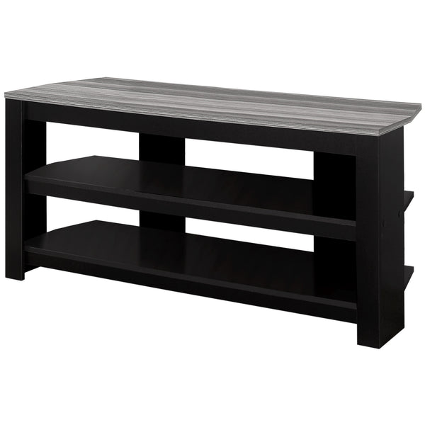 Homeroots 42" Black And Gray Open Shelving Tv Stand Black,Grey Manufactured Wood 332877