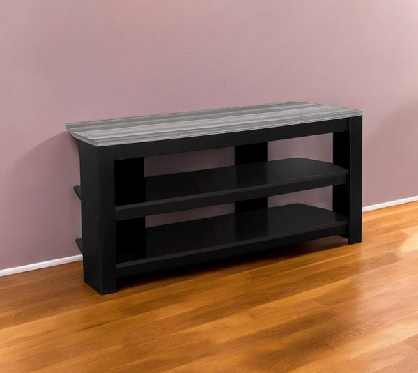 Homeroots 42" Black And Gray Open Shelving Tv Stand Black,Grey Manufactured Wood 332877