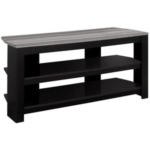 HomeRoots 42" Modern Open Shelving TV Stand - Versatile Console Table with Stylish Two-Tone Design for Any Room Black,Grey 332877