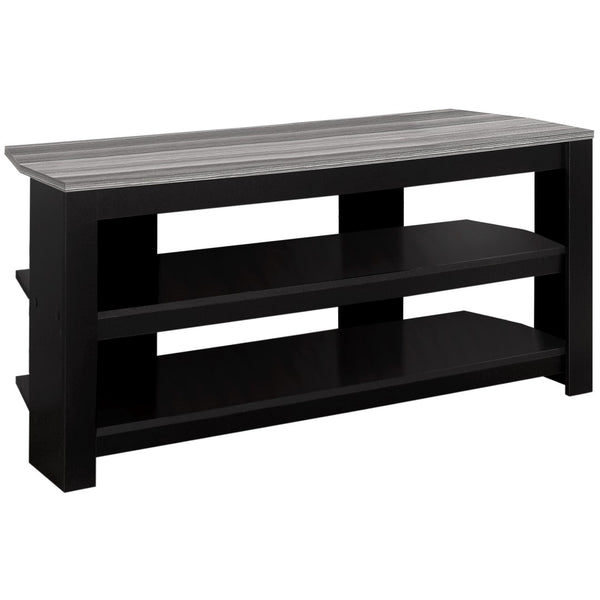 HomeRoots 42" Modern Open Shelving TV Stand - Versatile Console Table with Stylish Two-Tone Design for Any Room Black,Grey 332877
