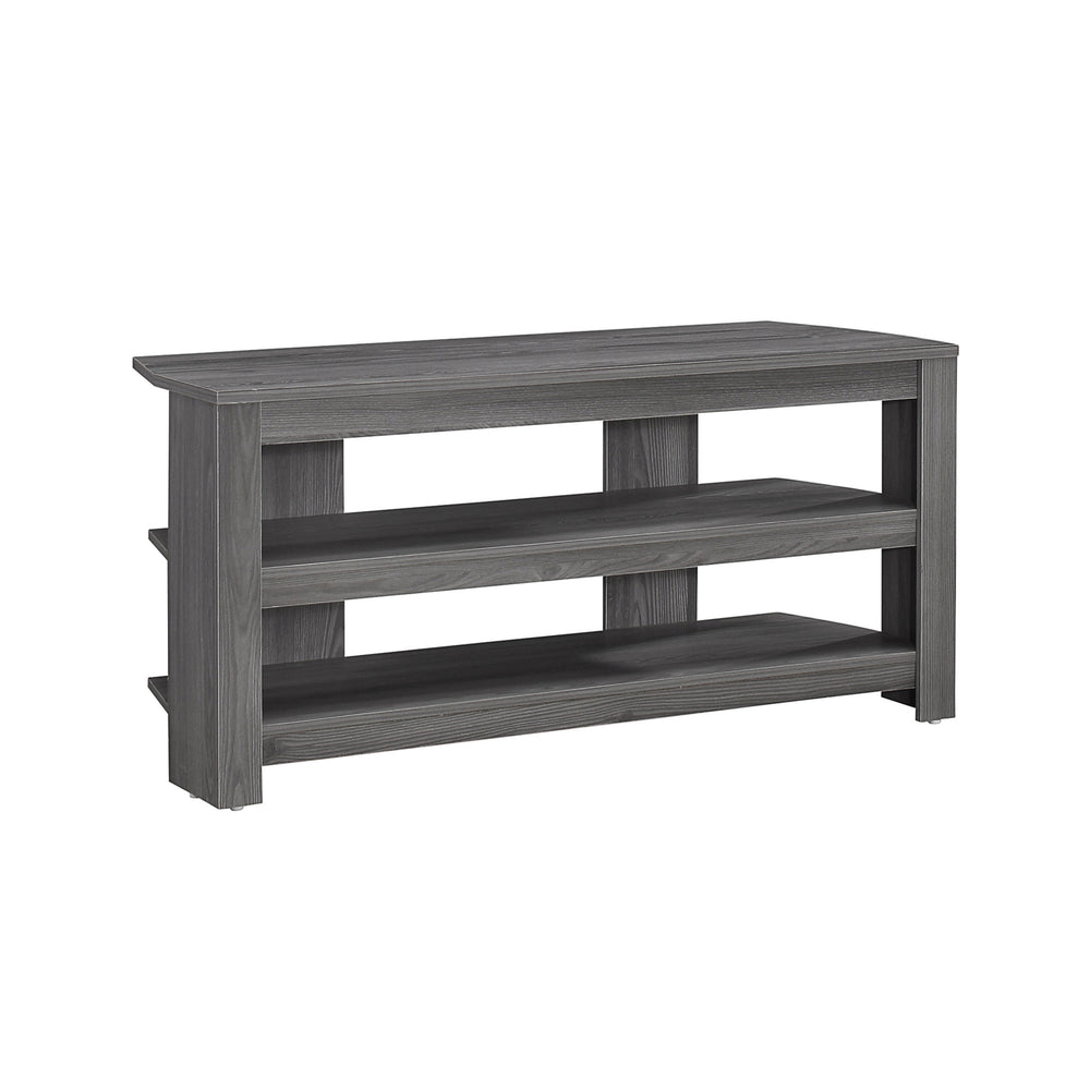 Homeroots 42" Ash Gray Open Shelving Tv Stand Grey Manufactured Wood 332878