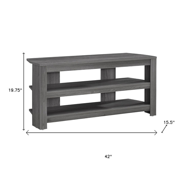 HomeRoots 42" Modern Open Shelving TV Stand - Versatile Console Table with Stylish Two-Tone Design for Any Room Grey 332878