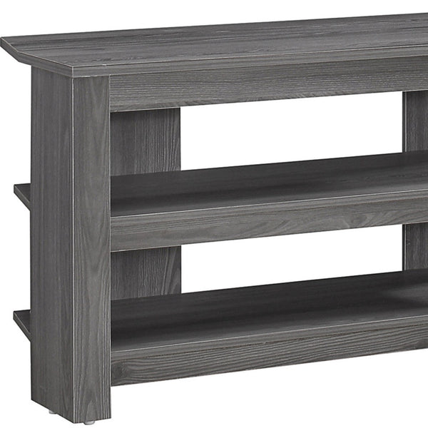 Homeroots 42" Ash Gray Open Shelving Tv Stand Grey Manufactured Wood 332878