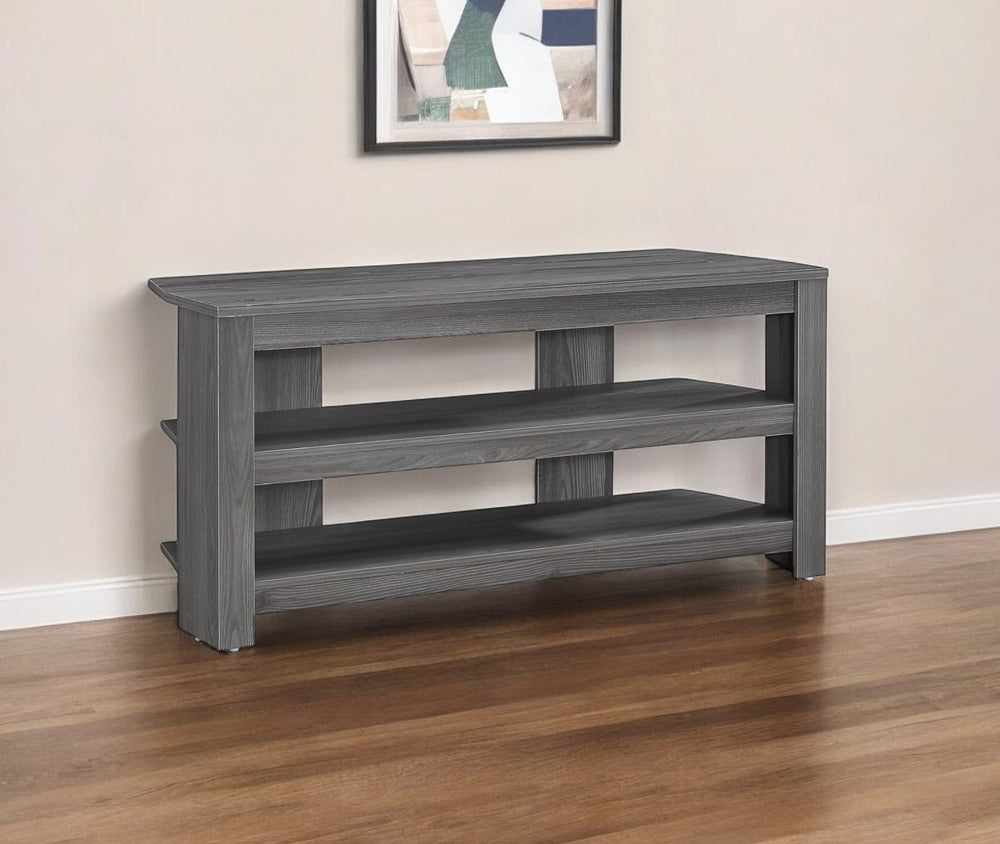 Homeroots 42" Ash Gray Open Shelving Tv Stand Grey Manufactured Wood 332878