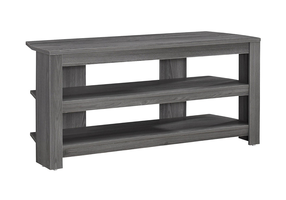 HomeRoots 42" Modern Open Shelving TV Stand - Versatile Console Table with Stylish Two-Tone Design for Any Room Grey 332878