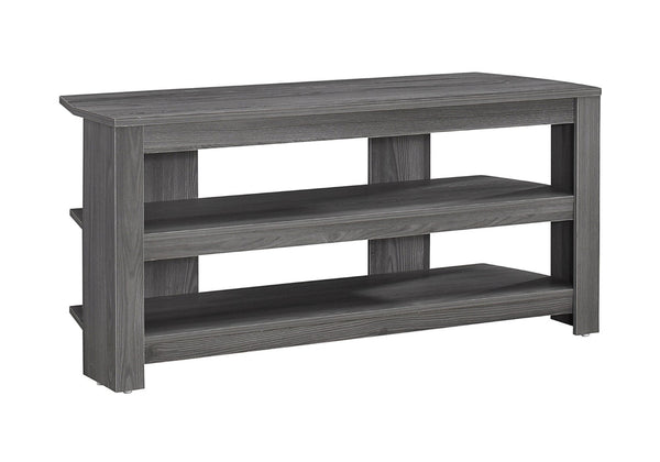 HomeRoots 42" Modern Open Shelving TV Stand - Versatile Console Table with Stylish Two-Tone Design for Any Room Grey 332878