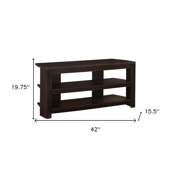 Homeroots 42" Dark Brown Open Shelving Tv Stand Cappuccino Manufactured Wood 332880