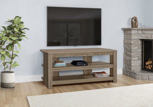 HomeRoots 42" Modern Open Shelving TV Stand - Versatile Console Table with Stylish Two-Tone Design for Any Room Dark Taupe 332881