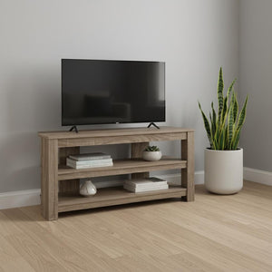 HomeRoots 42" Modern Open Shelving TV Stand - Versatile Console Table with Stylish Two-Tone Design for Any Room Dark Taupe 332881