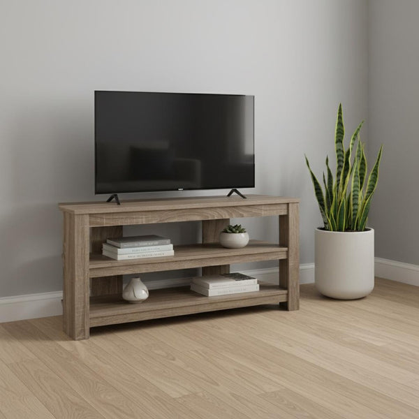 HomeRoots 42" Modern Open Shelving TV Stand - Versatile Console Table with Stylish Two-Tone Design for Any Room Dark Taupe 332881