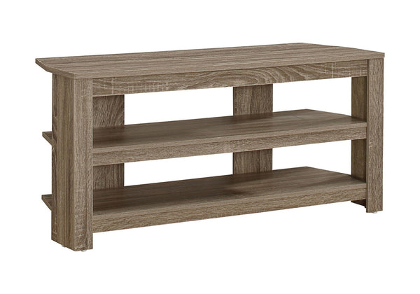 HomeRoots 42" Modern Open Shelving TV Stand - Versatile Console Table with Stylish Two-Tone Design for Any Room Dark Taupe 332881
