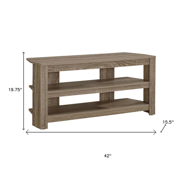 HomeRoots 42" Modern Open Shelving TV Stand - Versatile Console Table with Stylish Two-Tone Design for Any Room Dark Taupe 332881