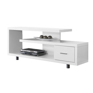 Homeroots 60" White Open Shelving Tv Stand White,Silver Manufactured Wood 332883