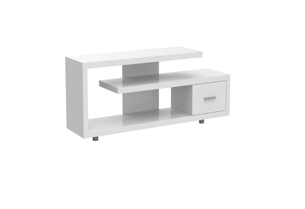 Homeroots 60" White Open Shelving Tv Stand White,Silver Manufactured Wood 332883