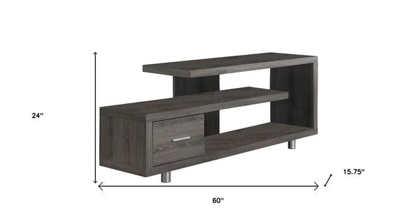 Homeroots 60" Deep Taupe Open Shelving Tv Stand Dark Taupe,Silver Manufactured Wood 332884