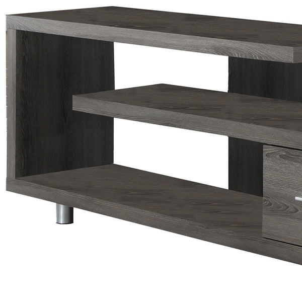 Homeroots 60" Deep Taupe Open Shelving Tv Stand Dark Taupe,Silver Manufactured Wood 332884