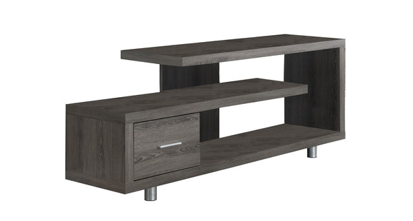 Homeroots 60" Deep Taupe Open Shelving Tv Stand Dark Taupe,Silver Manufactured Wood 332884