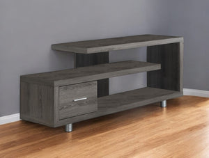Homeroots 60" Deep Taupe Open Shelving Tv Stand Dark Taupe,Silver Manufactured Wood 332884