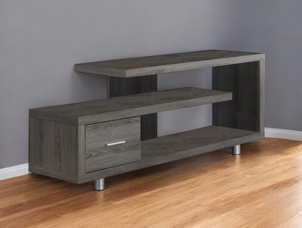 Homeroots 60" Deep Taupe Open Shelving Tv Stand Dark Taupe,Silver Manufactured Wood 332884