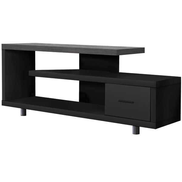 Homeroots 16" Black And Gray Open Shelving Tv Stand Black,Grey Manufactured Wood 332885