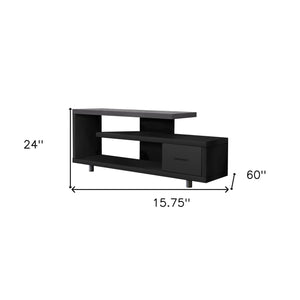Homeroots 16" Black And Gray Open Shelving Tv Stand Black,Grey Manufactured Wood 332885