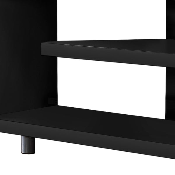 Homeroots 16" Black And Gray Open Shelving Tv Stand Black,Grey Manufactured Wood 332885