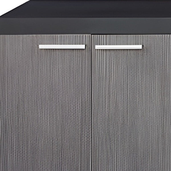 Homeroots 60" Black And Gray Cabinet Enclosed Storage Tv Stand Black,Grey,Silver Manufactured Wood 332889
