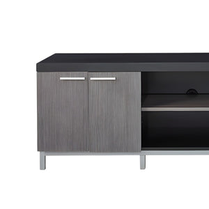 Homeroots 60" Black And Gray Cabinet Enclosed Storage Tv Stand Black,Grey,Silver Manufactured Wood 332889