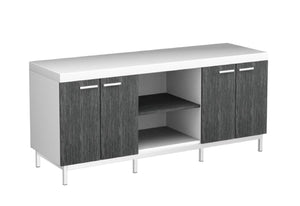 Homeroots 60" Gray And White Cabinet Enclosed Storage Tv Stand White,Grey,Silver Manufactured Wood 332890