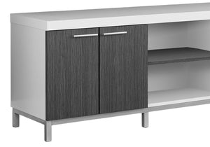 Homeroots 60" Gray And White Cabinet Enclosed Storage Tv Stand White,Grey,Silver Manufactured Wood 332890