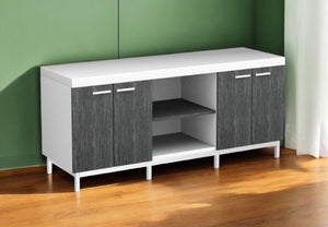 Homeroots 60" Gray And White Cabinet Enclosed Storage Tv Stand White,Grey,Silver Manufactured Wood 332890