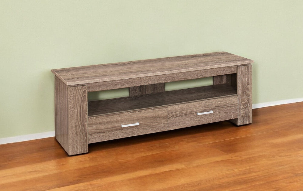 Homeroots 47" Deep Taupe Open Shelving Tv Stand  Manufactured Wood 332893