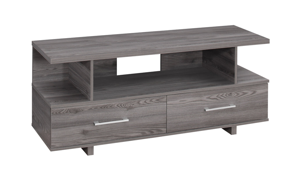 Homeroots 48" Gray Open Shelving Entertainment Center Grey Manufactured Wood 332896
