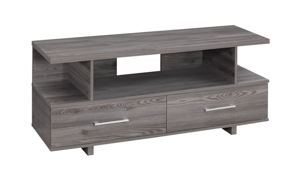 Homeroots 48" Gray Open Shelving Entertainment Center Grey Manufactured Wood 332896