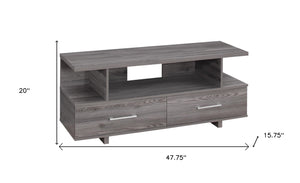 Homeroots 48" Gray Open Shelving Entertainment Center Grey Manufactured Wood 332896