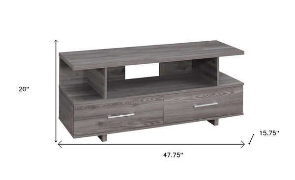 Homeroots 48" Gray Open Shelving Entertainment Center Grey Manufactured Wood 332896