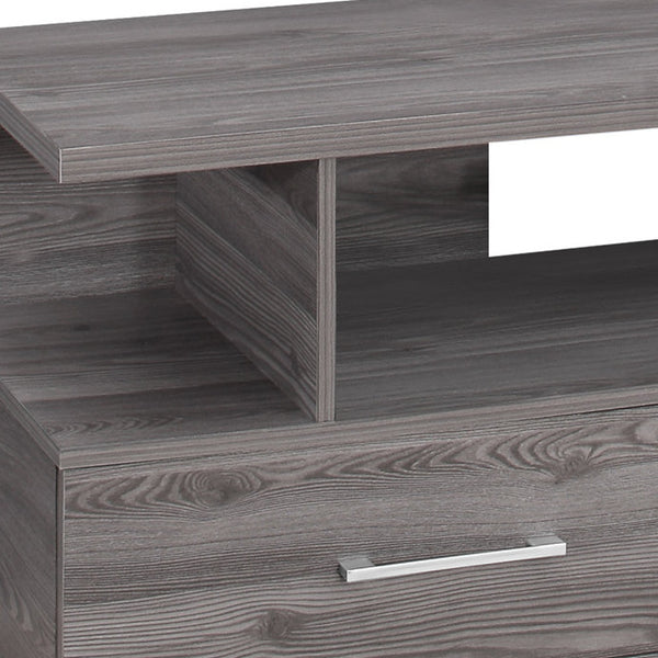 Homeroots 48" Gray Open Shelving Entertainment Center Grey Manufactured Wood 332896