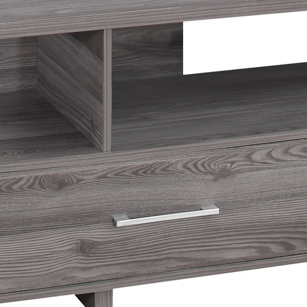 Homeroots 48" Gray Open Shelving Entertainment Center Grey Manufactured Wood 332896