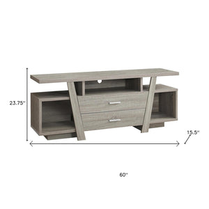 HomeRoots 60" Deep Taupe Open Shelving TV Stand - Stylish Console for Versatile Media Storage and Display Dark Taupe 332932